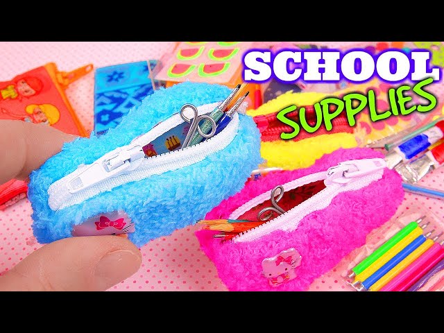 10 DIY miniature School Supplies, pencil cases, stickers, and more