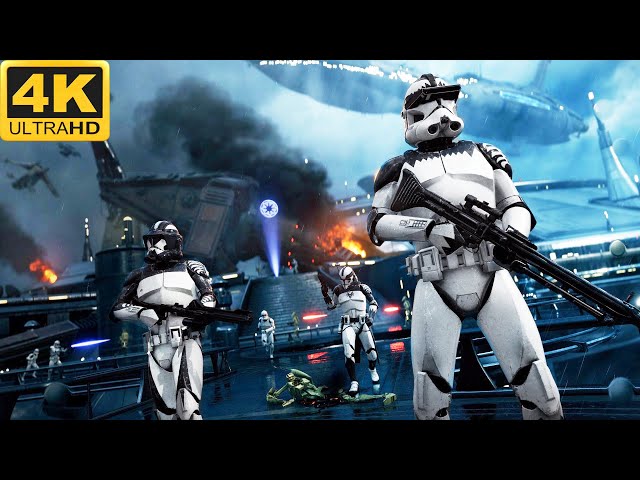 BATTLE OF KAMINO: Clone Troopers vs CIS Battle Droids - Star Wars: Battlefront 2 (PS5, 4K, HDR)