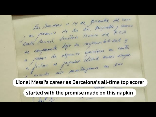 Napkin promising Messi to FC Barcelona hits auction | REUTERS