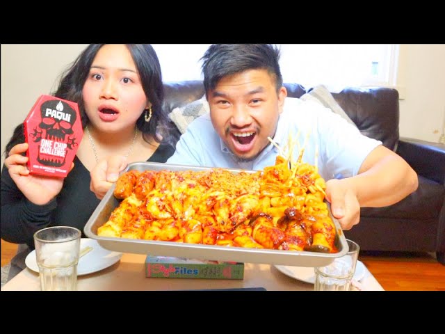 Our last ONE CHIP CHALLENGE with Seafood mukbang ||Evelyn&Roland||