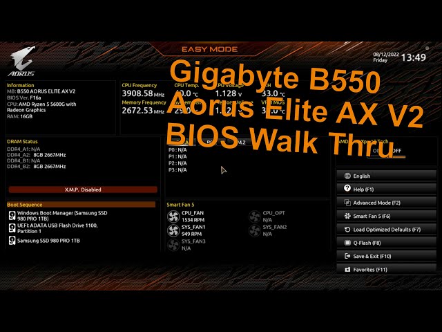 Gigabyte B550 Aorus Elite AX V2 BIOS Walk Thru