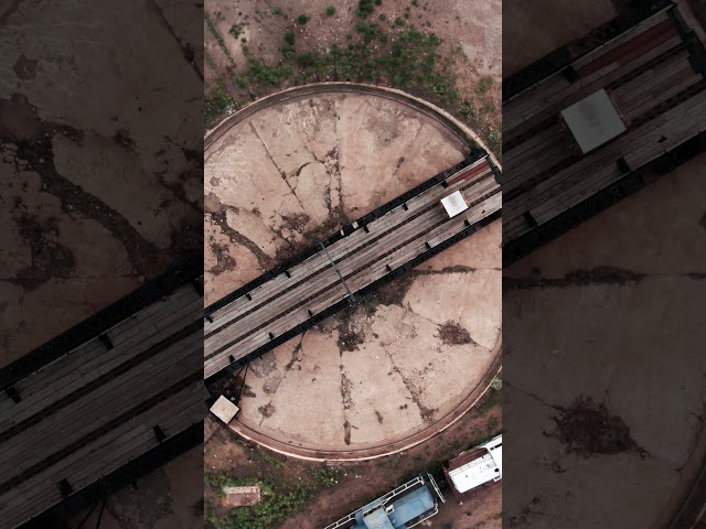 Drone Shots of Historic Railroad Roundhouse & Turntable in Evanston, Wyoming.