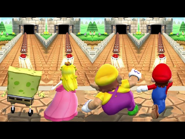 Mario Party 9 - All Minigames with SpongeBob