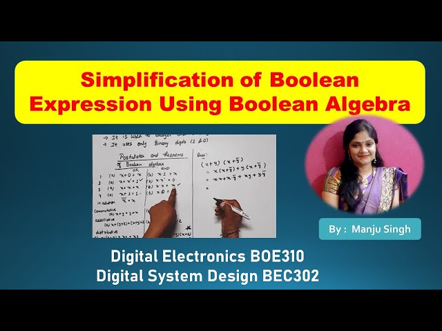 Simplification of Boolean Expression  using Boolean algebra | DSD | DE | Electronics engineering