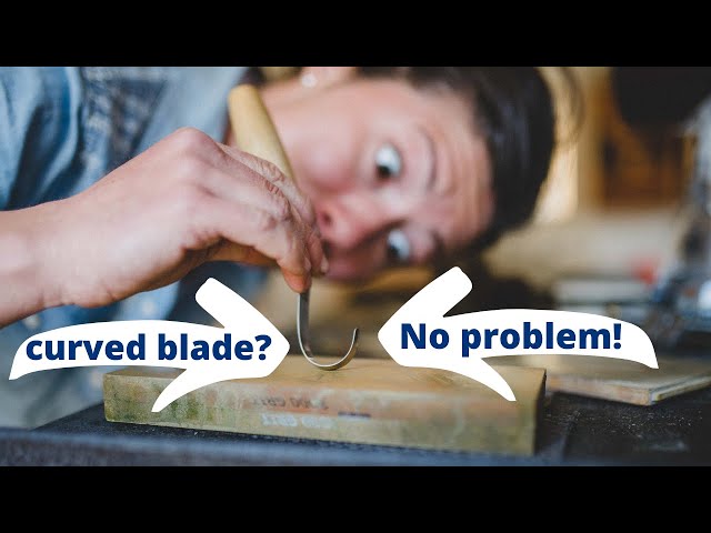 How to Sharpen a Hook Knife or Spoon Carving Knife // Woodworking