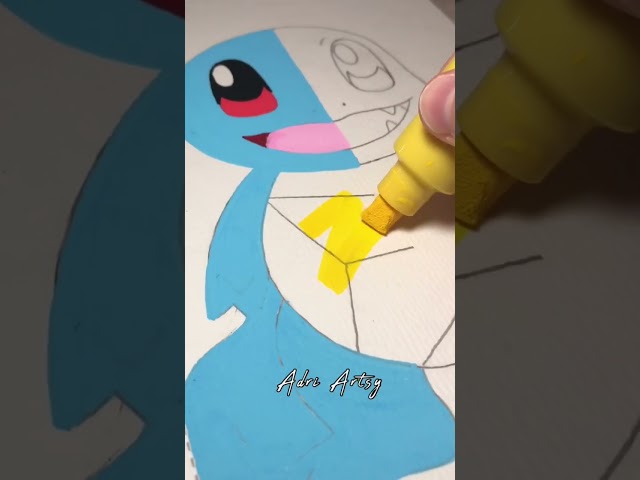 Drawing Squirtle and Charmander Fusion Effect with Posca Markers!