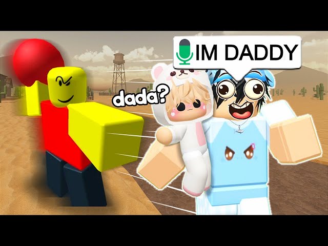 Pretending To Be The CUTEST BABY In Roblox Evade VOICE CHAT!