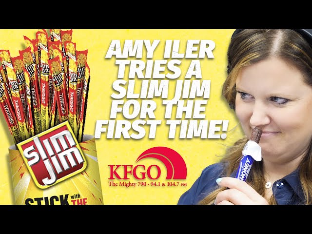 Amy Iler Tries a Slim Jim For The 1st Time | KFGO