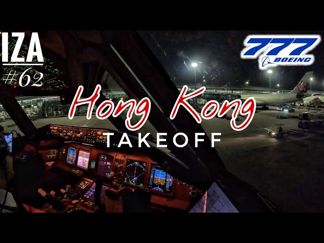 B777 HKG 🇭🇰 Hong Kong | TAKEOFF 07R | 4K Cockpit View | ATC & Crew Communications