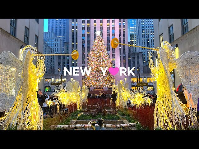 [4K]🇺🇸 NYC Christmas Lights 2023🎀⭐🎅: 5th & 6th Ave / Rockefeller Center Tree🎄Lunch at Tiffany💎🫖