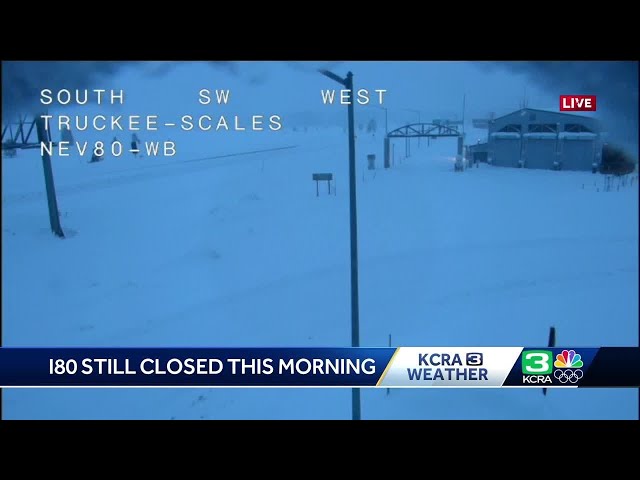 Northern California Sunday Storm Impacts | I-80 remains closed as snowstorm continues