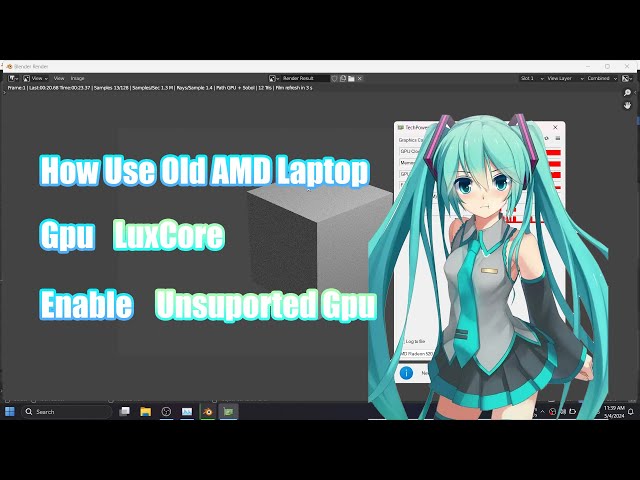 How Use Old AMD Laptop Gpu Blender Increase Speed Render Radeon Graphics Mobile 2024 with luxcore