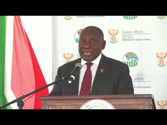President Ramaphosa addresses the community after the launch of Mokopane Home Affairs Offices