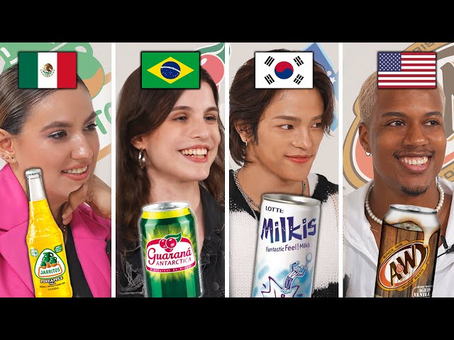 People Try Top 4 Sodas In The World l Brazil, Mexico, Korea, The US l Root Beer, Jarritos, Garana