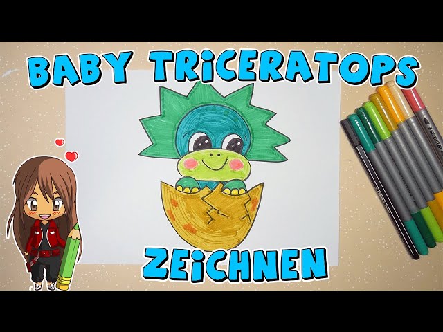Baby Triceratops einfach malen für Kinder | ab 7 Jahren | Malen mit Evi | deutsch