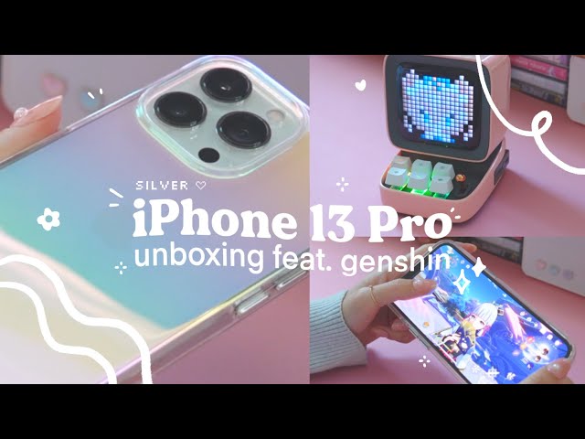 🦋 an aesthetic iphone 13 pro unboxing | ft. genshin impact + a unique speaker from divoom ✽