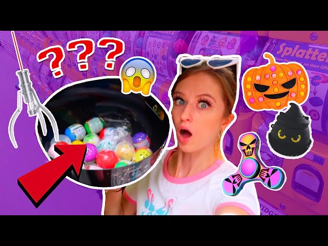 'TRICK OR TREAT' MYSTERY FIDGET HUNTING AT VENDING MACHINES AND CLAW MACHINES!😱👻🕷 *24HR CHALLENGE!🫢*