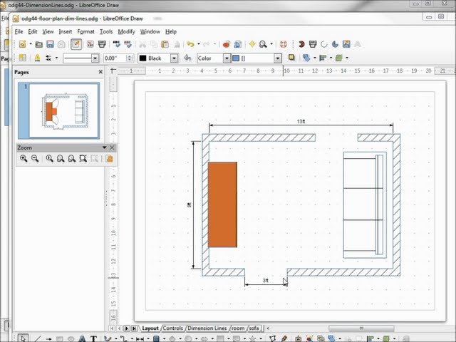 LibreOffice Draw (46) Dimesnion Lines Part 3 Dimension Line Scale