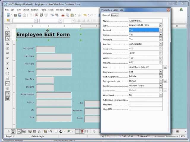 LibreOffice Base (07) Design Mode Basics