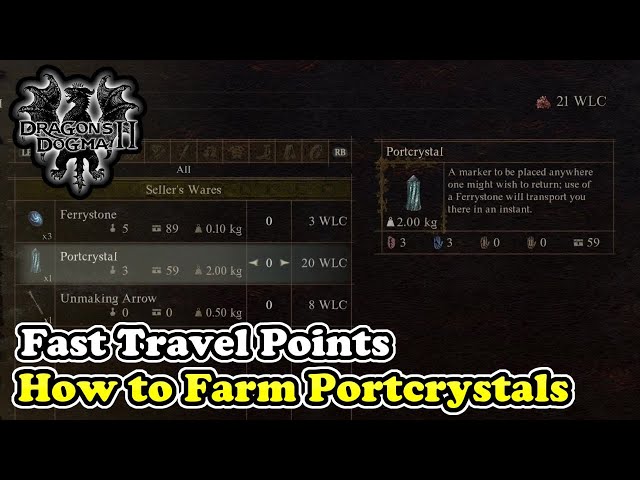 Dragon's Dogma 2 How to Farm Portcrystal Fast Travel Points