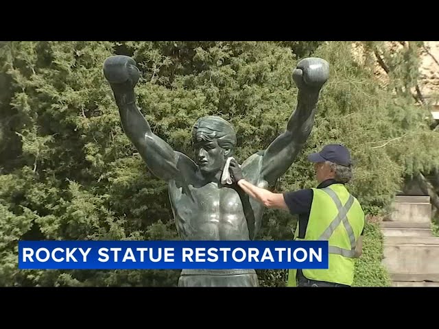 Rocky statue undergoing several days of restoration