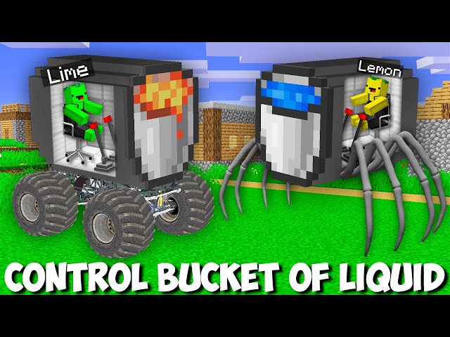 How to CONTROL LAVA vs WATER BUCKET in Minecraft ? SCARY SPIDER vs SUPER CAR BUCKET !