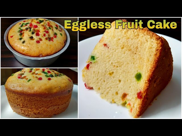 Eggless Fruit Cake | Soft Sponge Cake Without Oven, Condensed Milk, Curd, Cream, Butter, Butterpaper