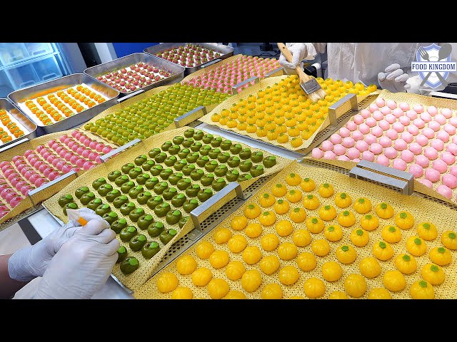 It's art! Made in 5 colors, 5 type mini fruit rice cakes / Korean rice cake factory
