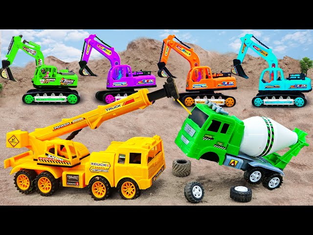 Crane Truck and construction vehicles rescue the train accident | Truck and Cars Story | Car toys