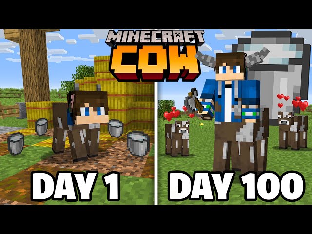 I Survived 100 Days as a Cow in Minecraft