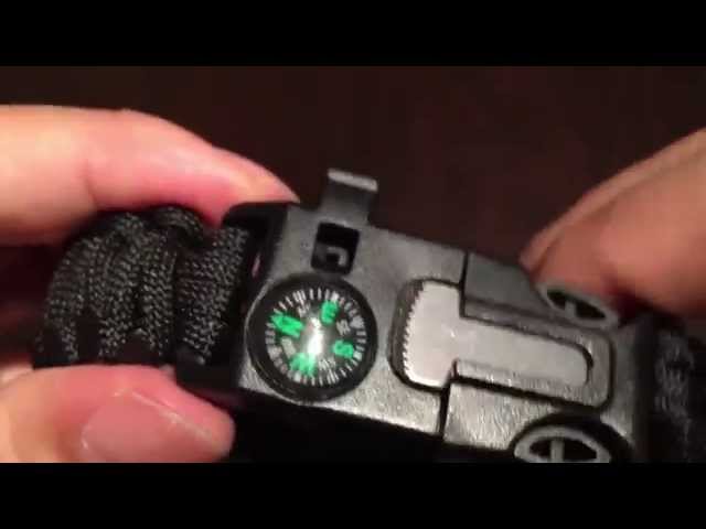 550 Paracord Outdoor Survival Bracelet with Whistle, Compass, and Fire Starter