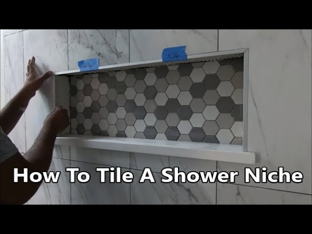 How To Tile A Shower Niche With A Quartz Base And Metal Edging