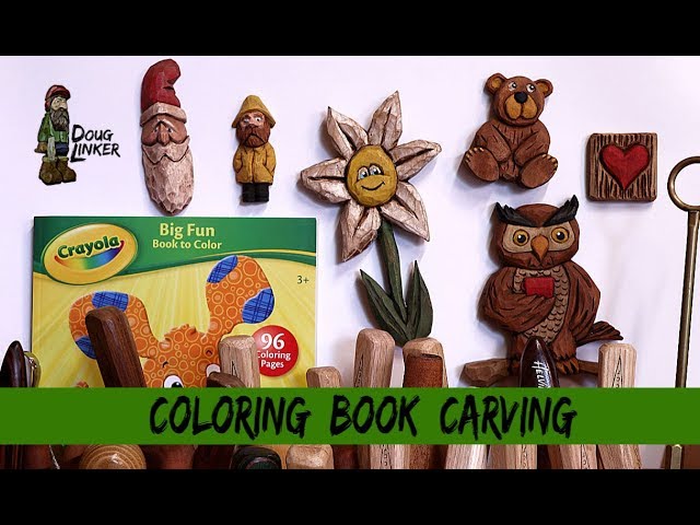 Woodcarving From A Coloring Book -Simple Plan Ideas For Beginner Woodcarvers  ( No Talking)