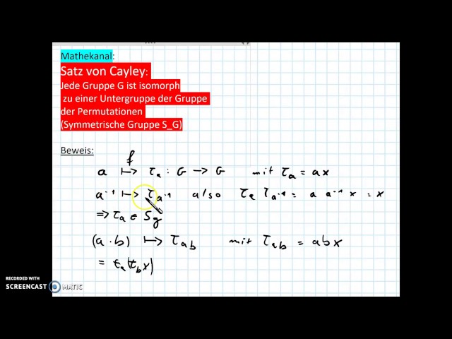 Satz von Cayley (Isomorphismus zu Untergruppe symmetrische Gruppe)