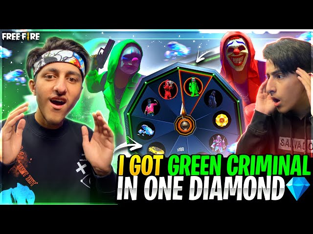 Got Green Criminal In 1 Spin ?💎 My Brother Funny Reaction 😂Luckiest Subscriber- Garena Free Fire