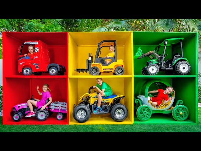 Five Kids Challenge to find Colorful Cars with Baby Alex and other