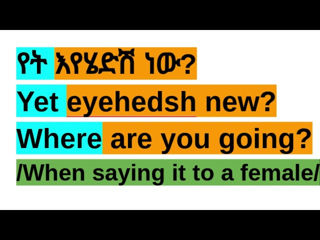 How To Say "Where are you going?" in Amharic/Amharic Phrases For Beginners/አማርኛ-እንግሊዝኛ/#Ethiopia