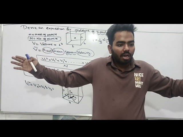 Class 12th Derivation of pressure for an ideal gas | kinetic theory of gases|| maha board