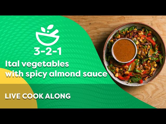 Ital vegetables with spicy almond sauce