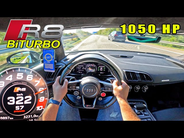 1050HP Audi R8 V10 BiTURBO | 322KM/H on AUTOBAHN