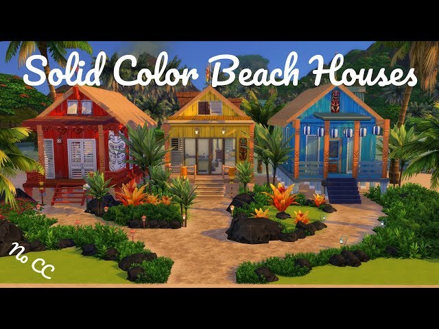 🏠 SOLID COLOR BEACH HOUSES 🌴 SIMS 4: SPEED BUILD ISLAND LIVING (NO CC)