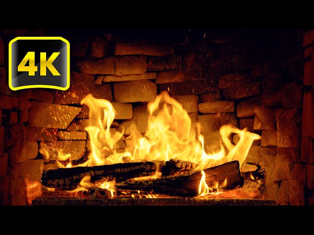 🔥 4K Real Fireplace Ambience 🔥 Fireplace with Burning Logs and Crackling Fire Sounds