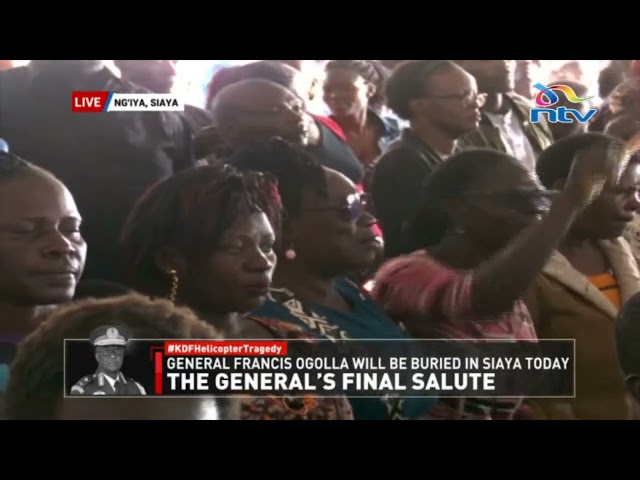 Tears as General Francis Ogolla's body arrives at Senator Obama Primary School for burial service