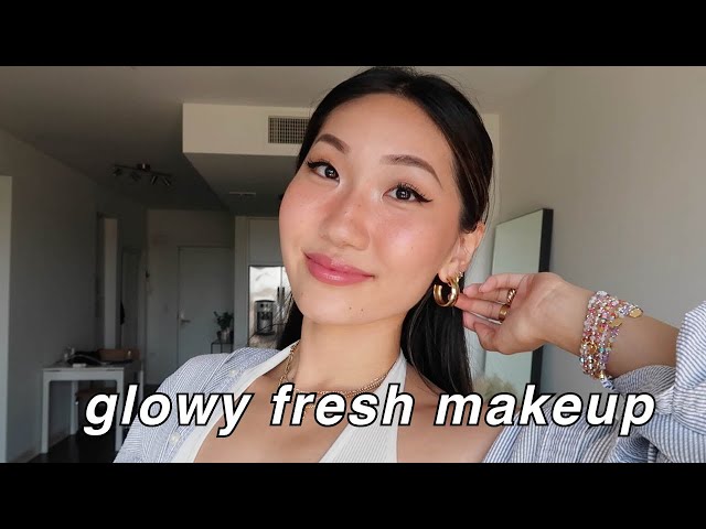 GLOWY SKINCARE & EVERYDAY MAKEUP 🍒| skincare routine, glowy makeup, eyeliner (quick & easy!)