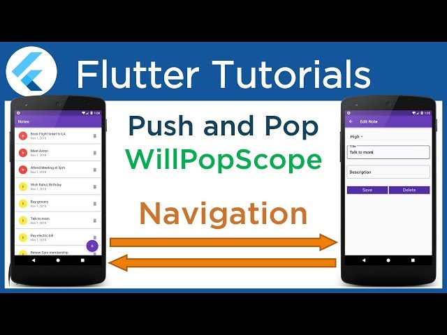 Flutter Navigate to a new screen and back. Use WillPopScope and Perform Push and Pop operations #4.3