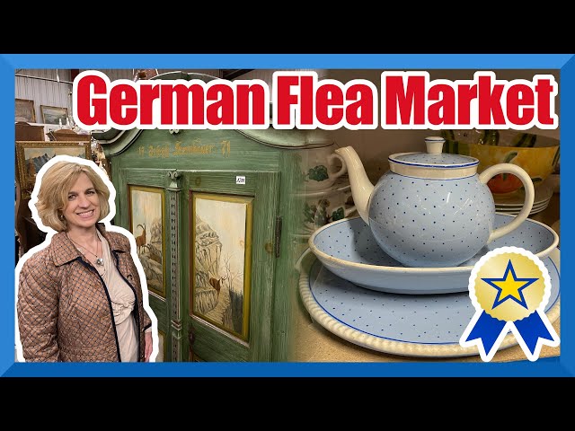 Indoor flea market in Germany! Amazing deals on crystal, dishes, antiques, clocks, and Mid-Century!