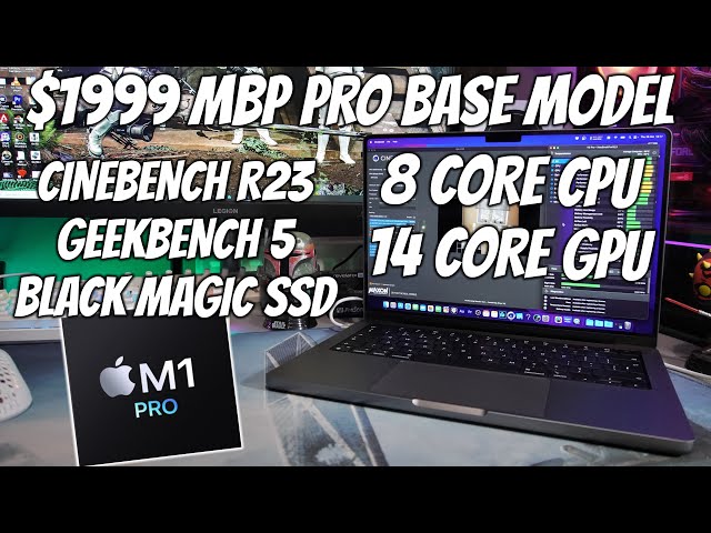 14 MacBook Pro M1 Pro Benchmarks - 8 Core Cpu 14 Core GPU Base Model Cinebench R23 Geekbench 5 + SSD