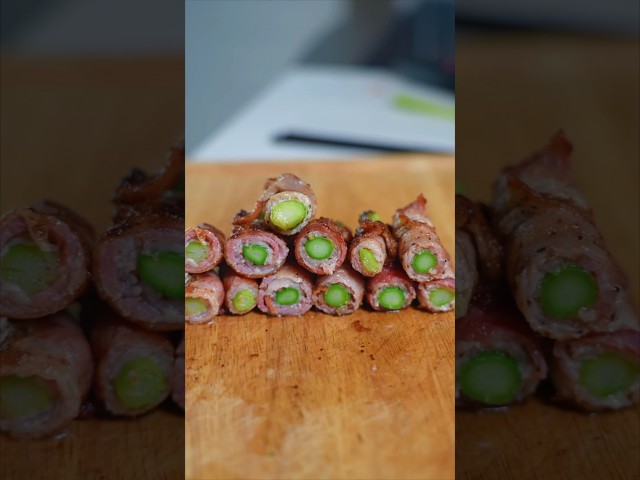 Your kids can eat more vegetables this way! Bacon wrapped asparagus #chinesefood
