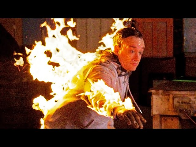 Tom Scott gets set on fire (by an expert stunt team)