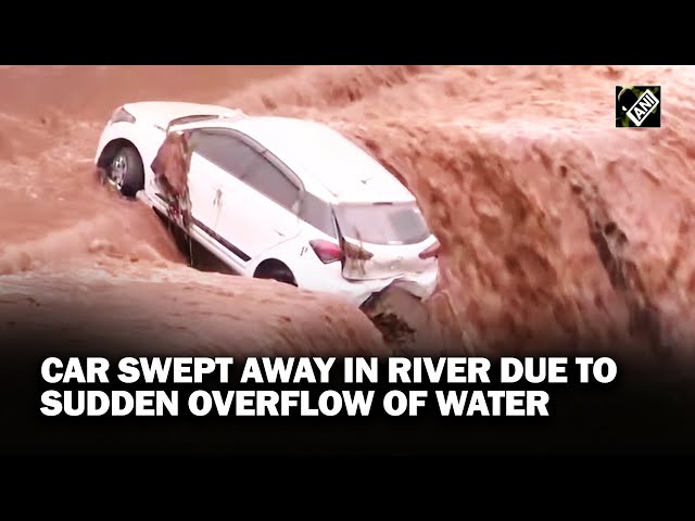 Haryana: Car swept away in river due to sudden overflow of water, driver rescued